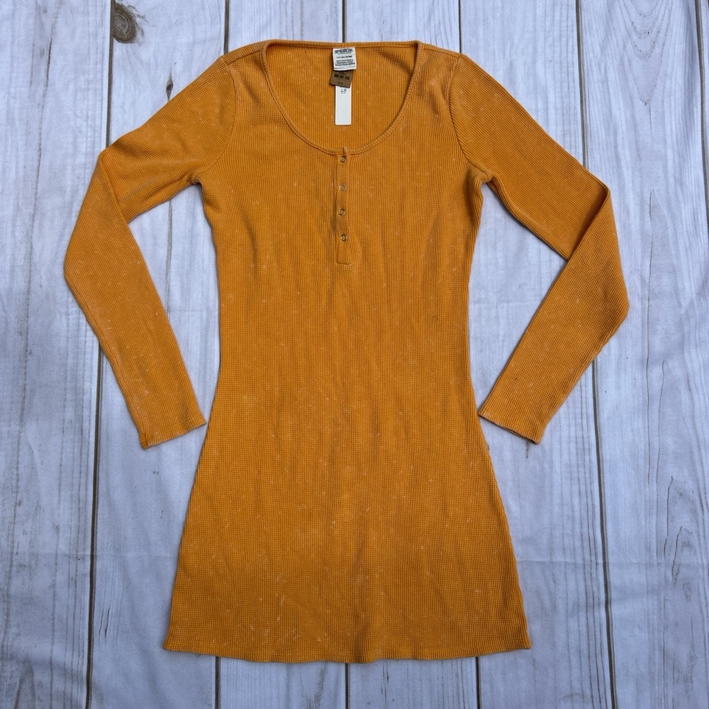 PINK Victoria's Secret Yellow Long Sleeve Sheath Dress
